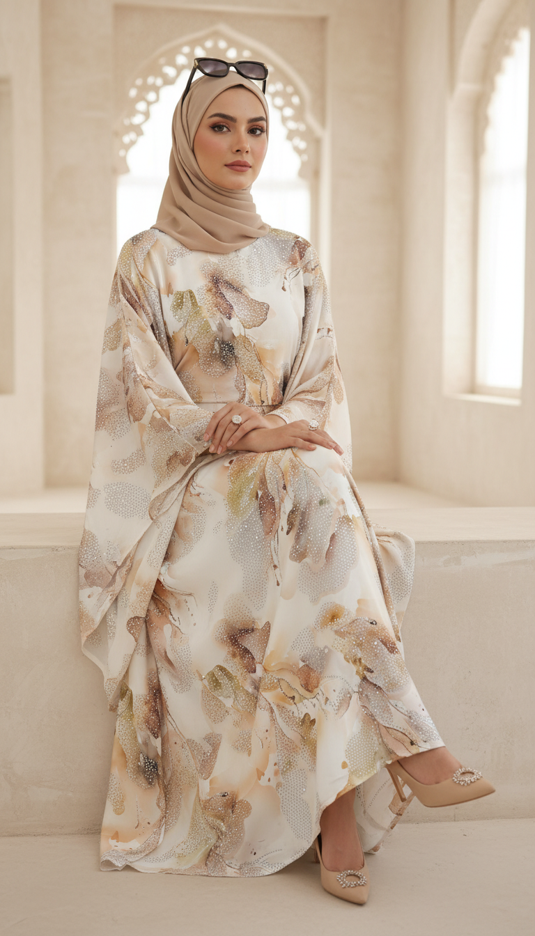 Latte Petals Abaya