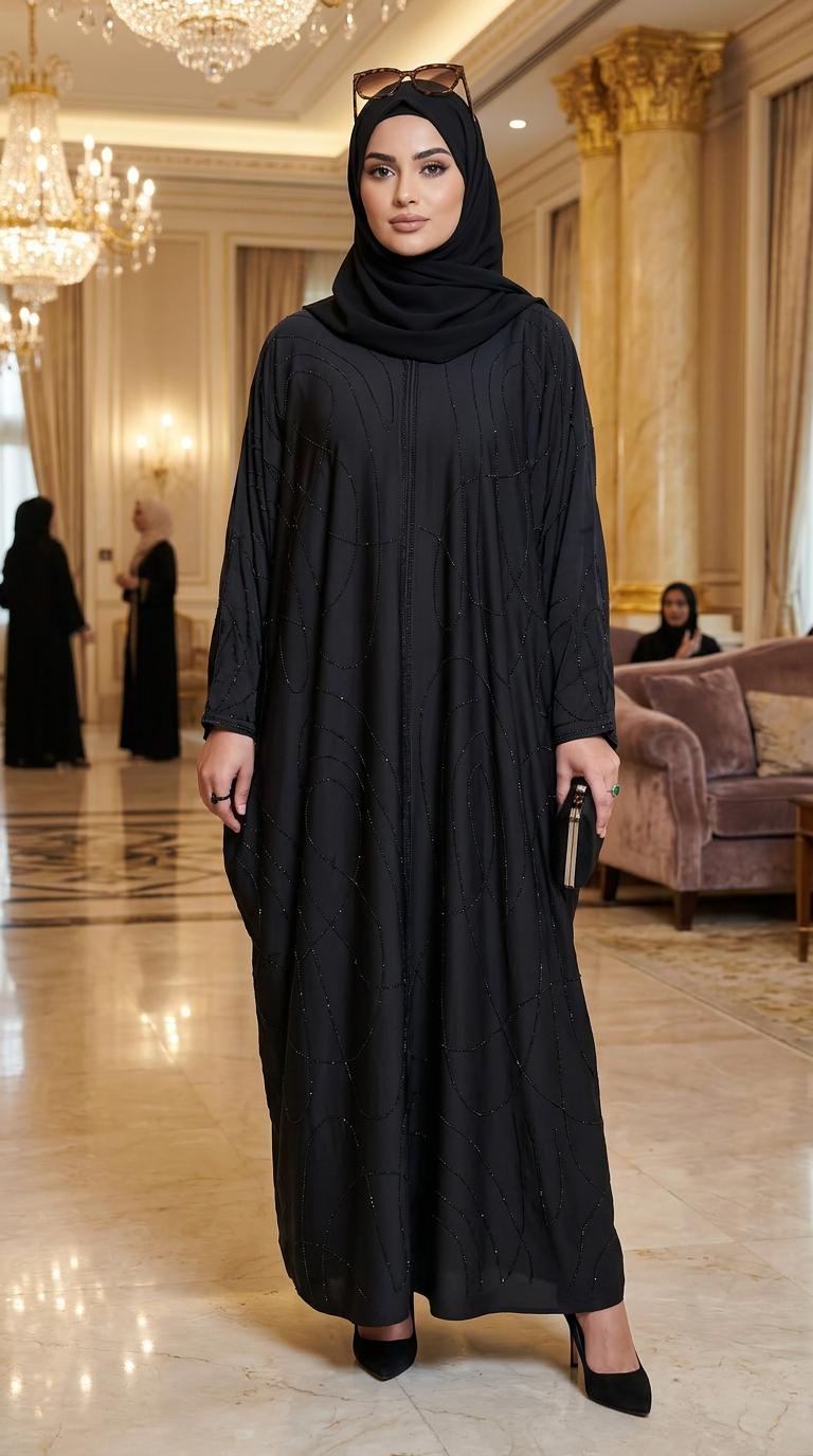 Midnight Wave Open Abaya
