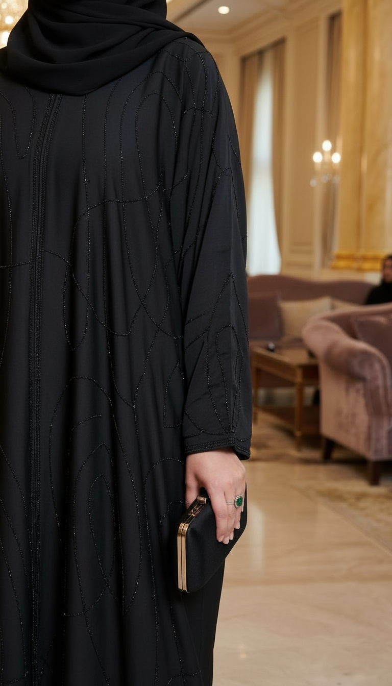Midnight Wave Open Abaya