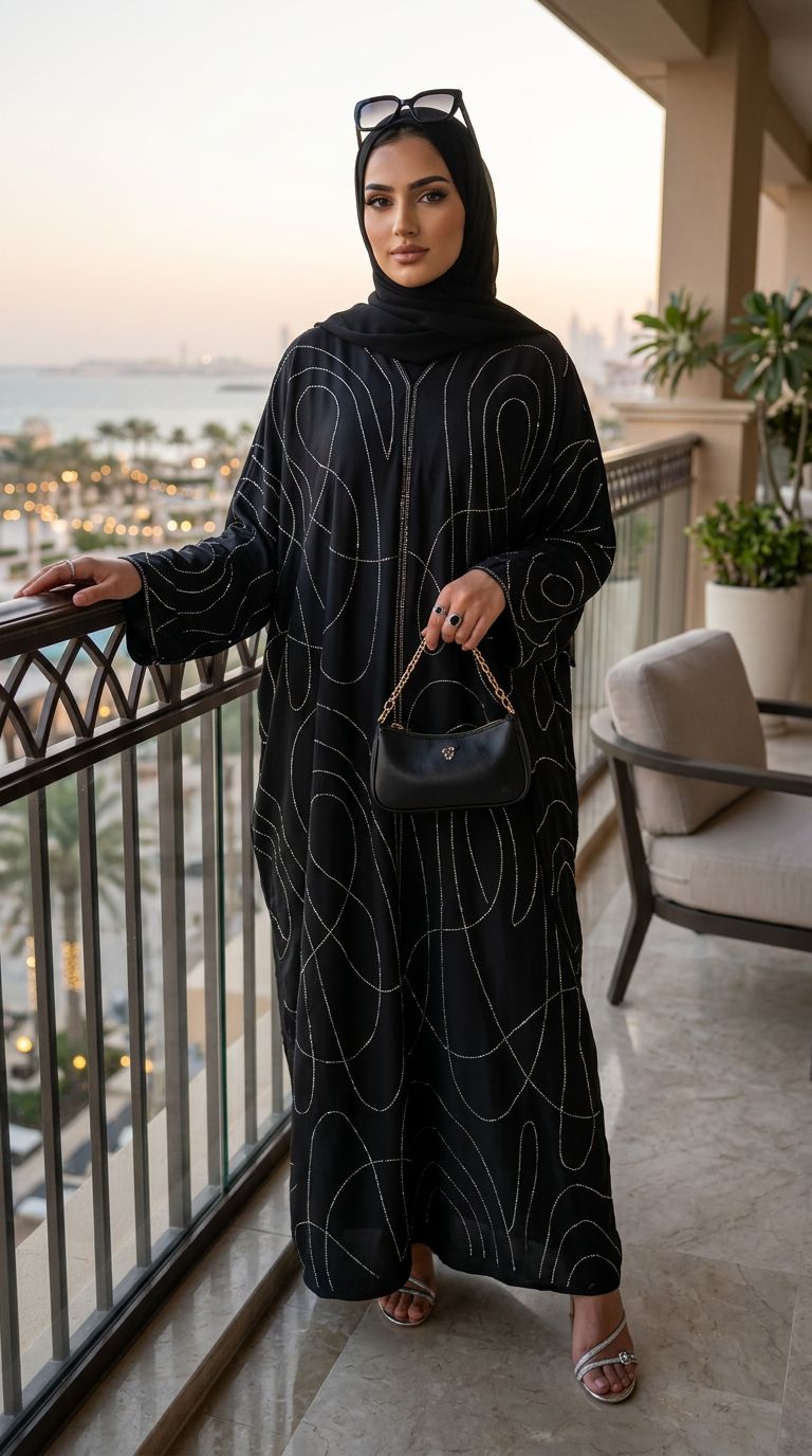 Midnight Wave Open Abaya