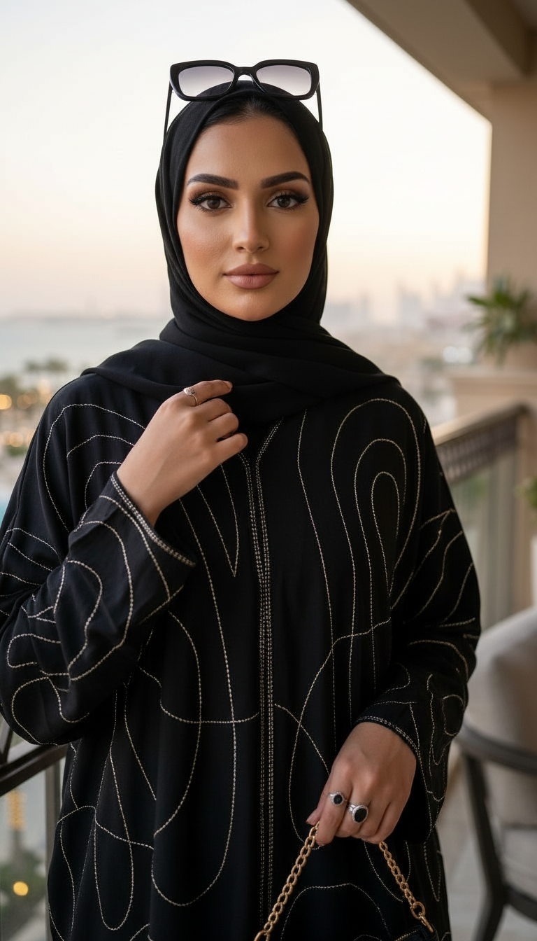 Midnight Wave Open Abaya