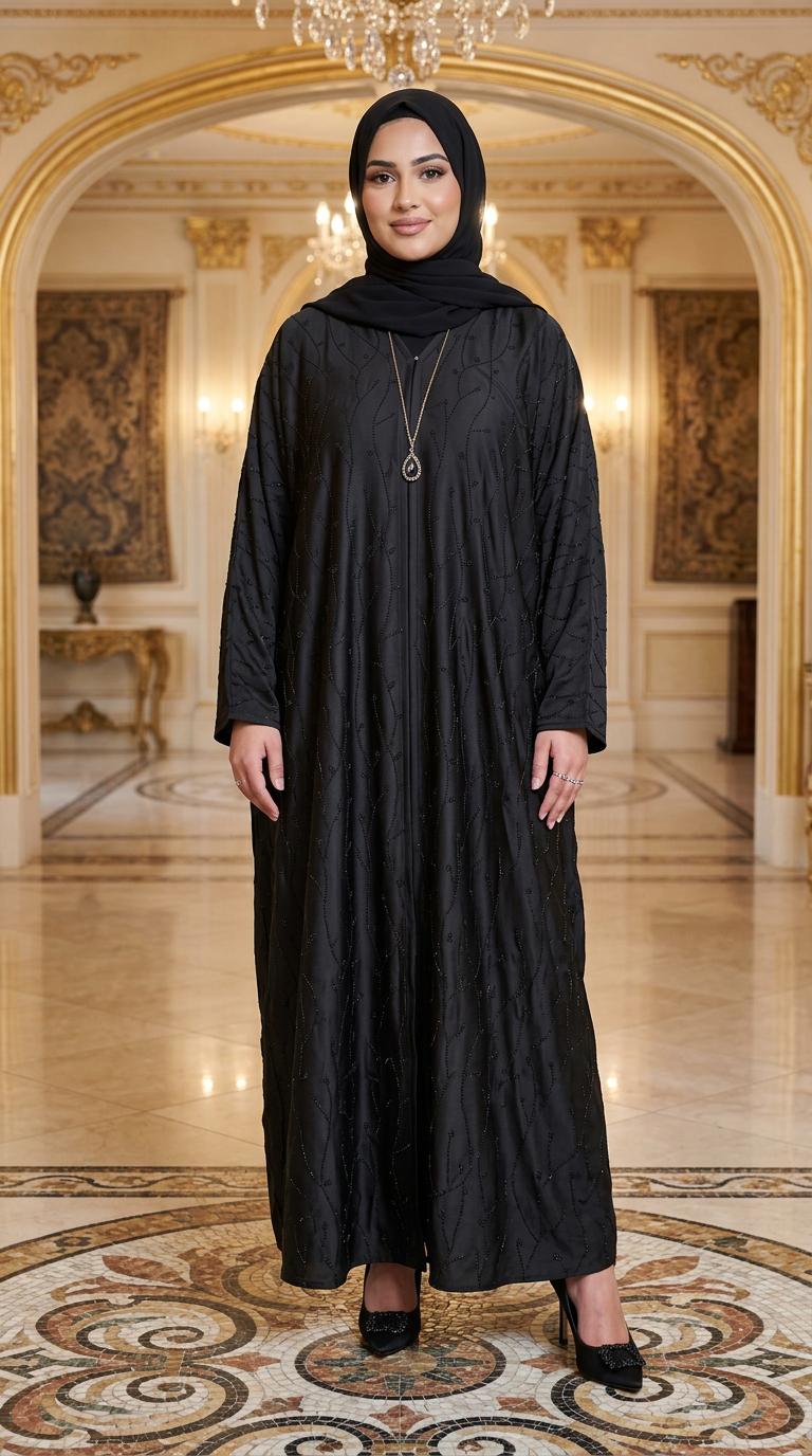 Midnight Wave Open Abaya