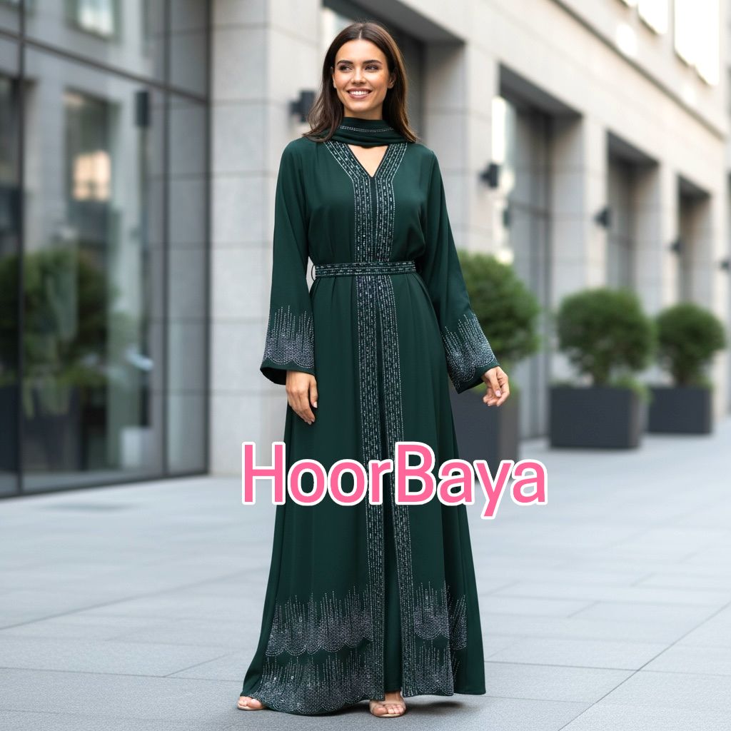 Marha Abaya - Sparkling Beads with outer Belt
