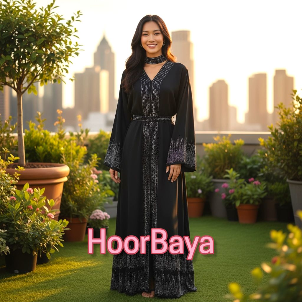 Marha Abaya - Sparkling Beads with outer Belt