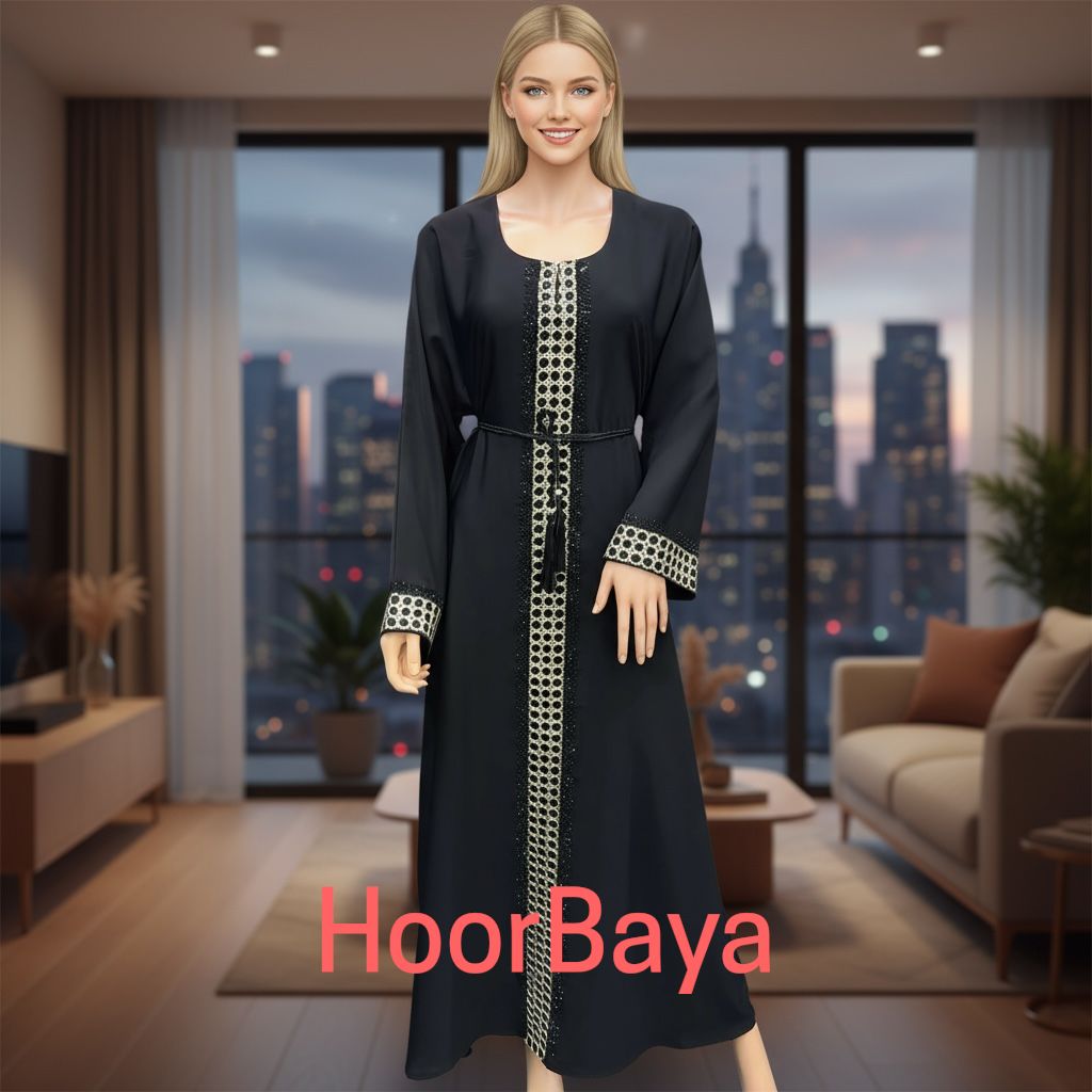 Ria Abaya - Beautiful Embroidery with Outer Belt
