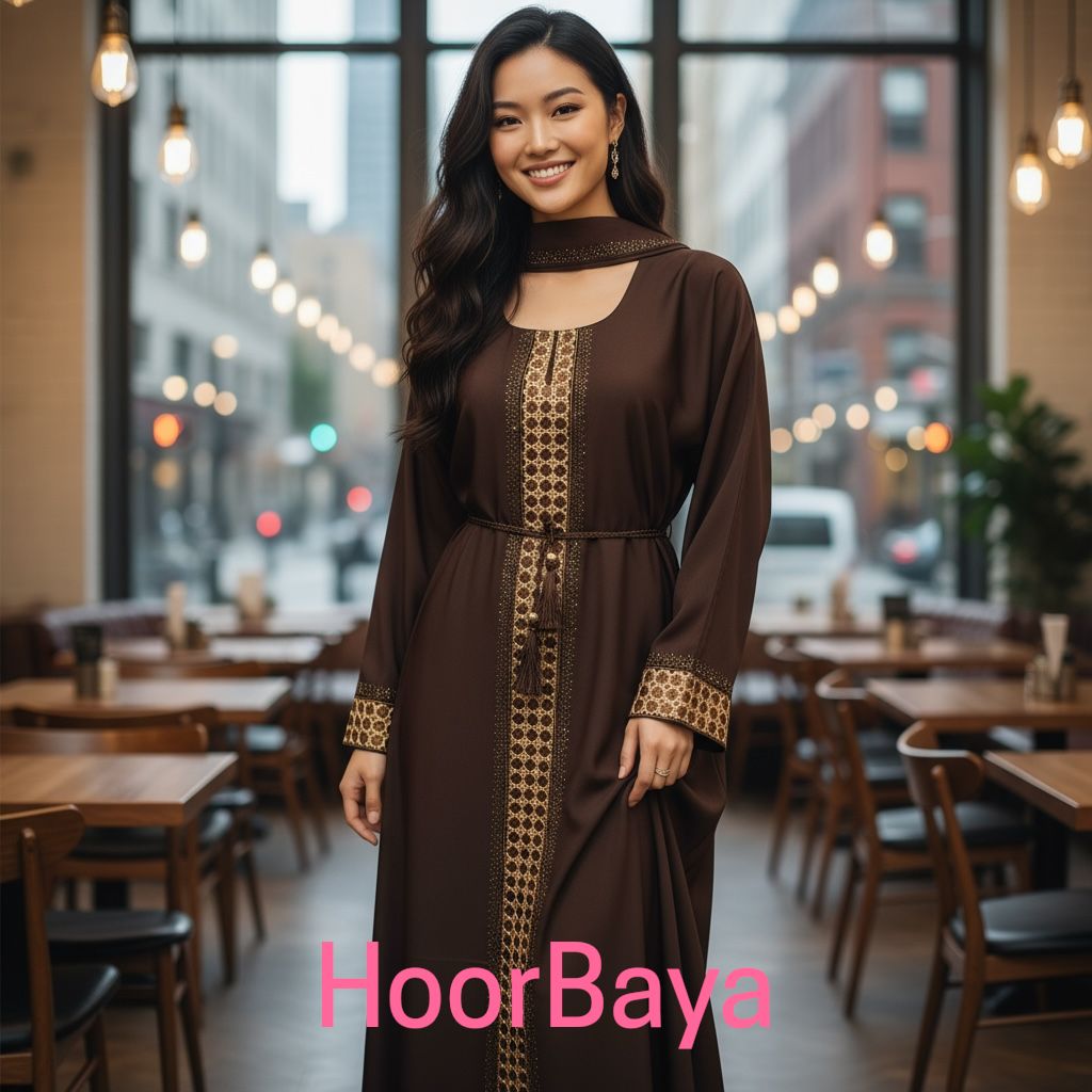 Ria Abaya - Beautiful Embroidery with Outer Belt